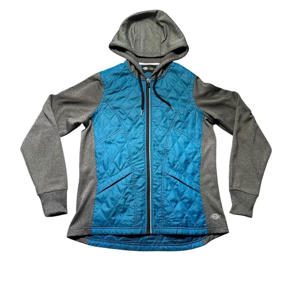 Dickies Performance System Women’s Hooded Jacket Blue Gray Quilted Zip Small